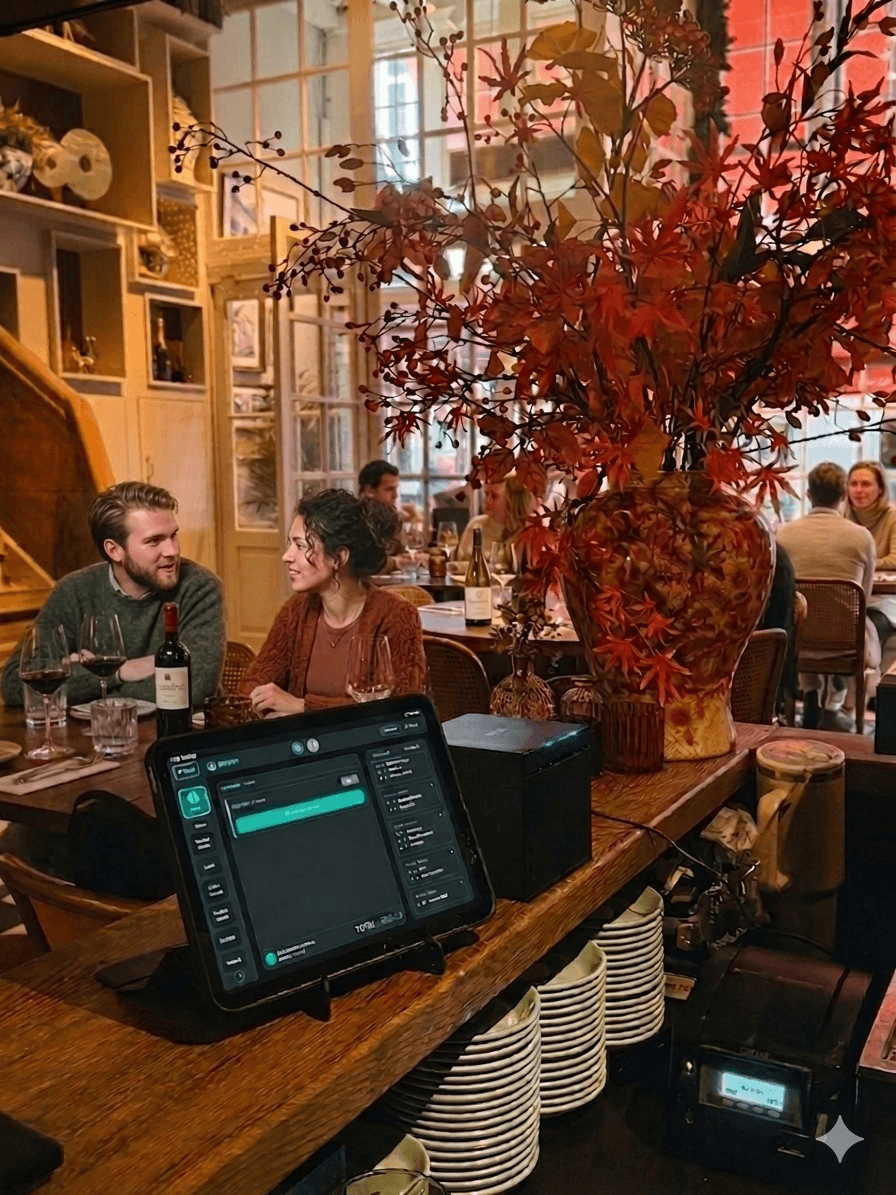 BarryOS in action in a restaurant